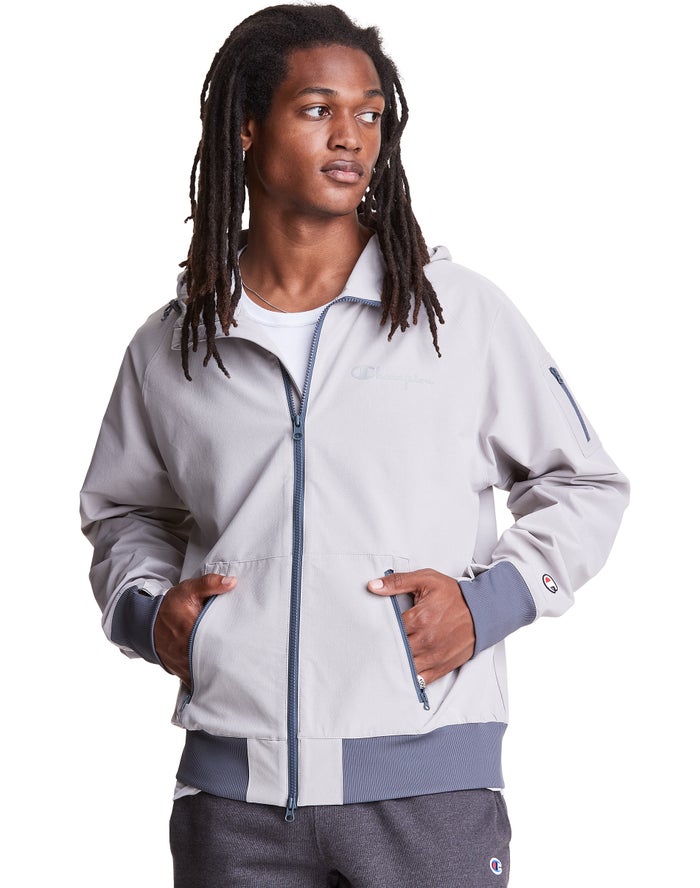 Champion Mens Hoodie NZ - Defender Series Full Zip Grey ( 4615-YFZEQ )